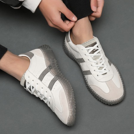 Trendy Explosive Style Transparent Sole Casual Breathable Flying Woven Tongue Men's Sports Shoes